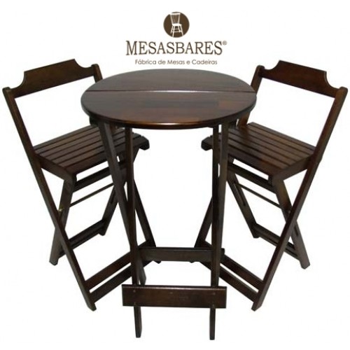 Conjunto Bistrô Dobrável 60 cm e 2 Banquetas Iron - Cod: 961